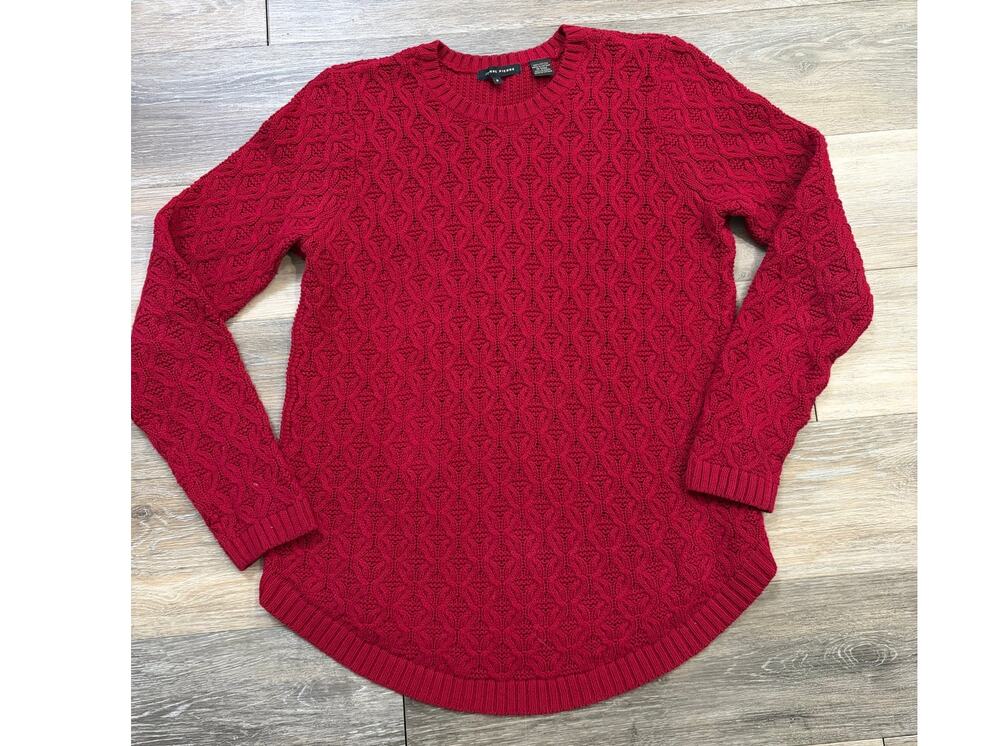 Jeanne Pierre Ladies' Long Sleeve Crewneck Sweater, Red Currant, Size Small